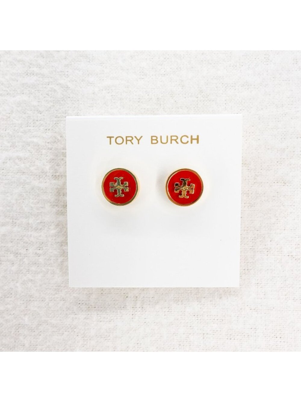 Tory Burch Kira Enamel Circle Stud Earrings Poppy Red/ Tory Gold OS